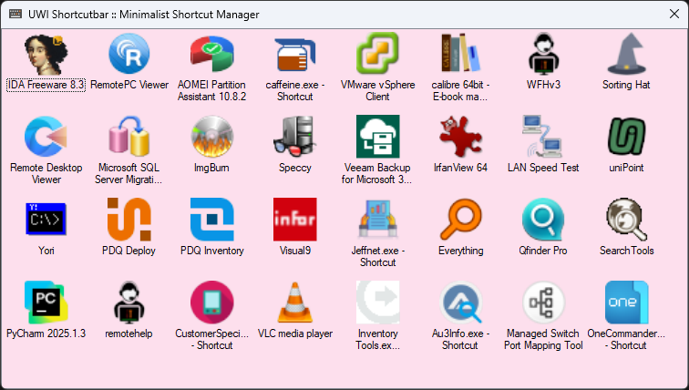 UWI Shortcutbar in action